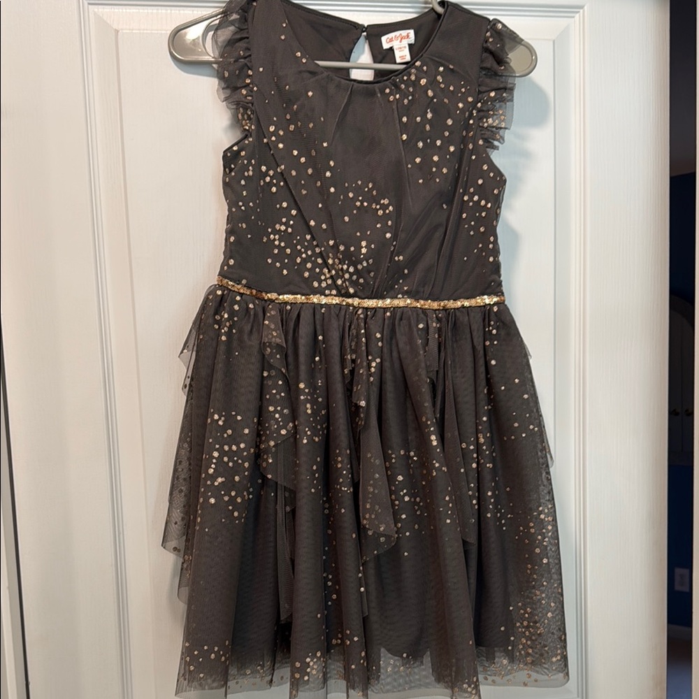 Girls' Cat & Jack Gray and Gold Party Dress